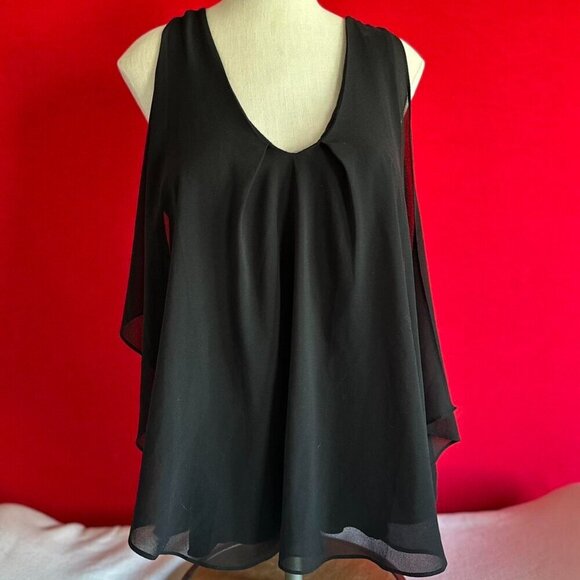 Cliche Couture Tops - Cliché Couture Sheer Flowy Black Tank Top Size Large